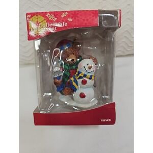 VTG Ornament Trevco Christmas Bear Building Snowman NEW